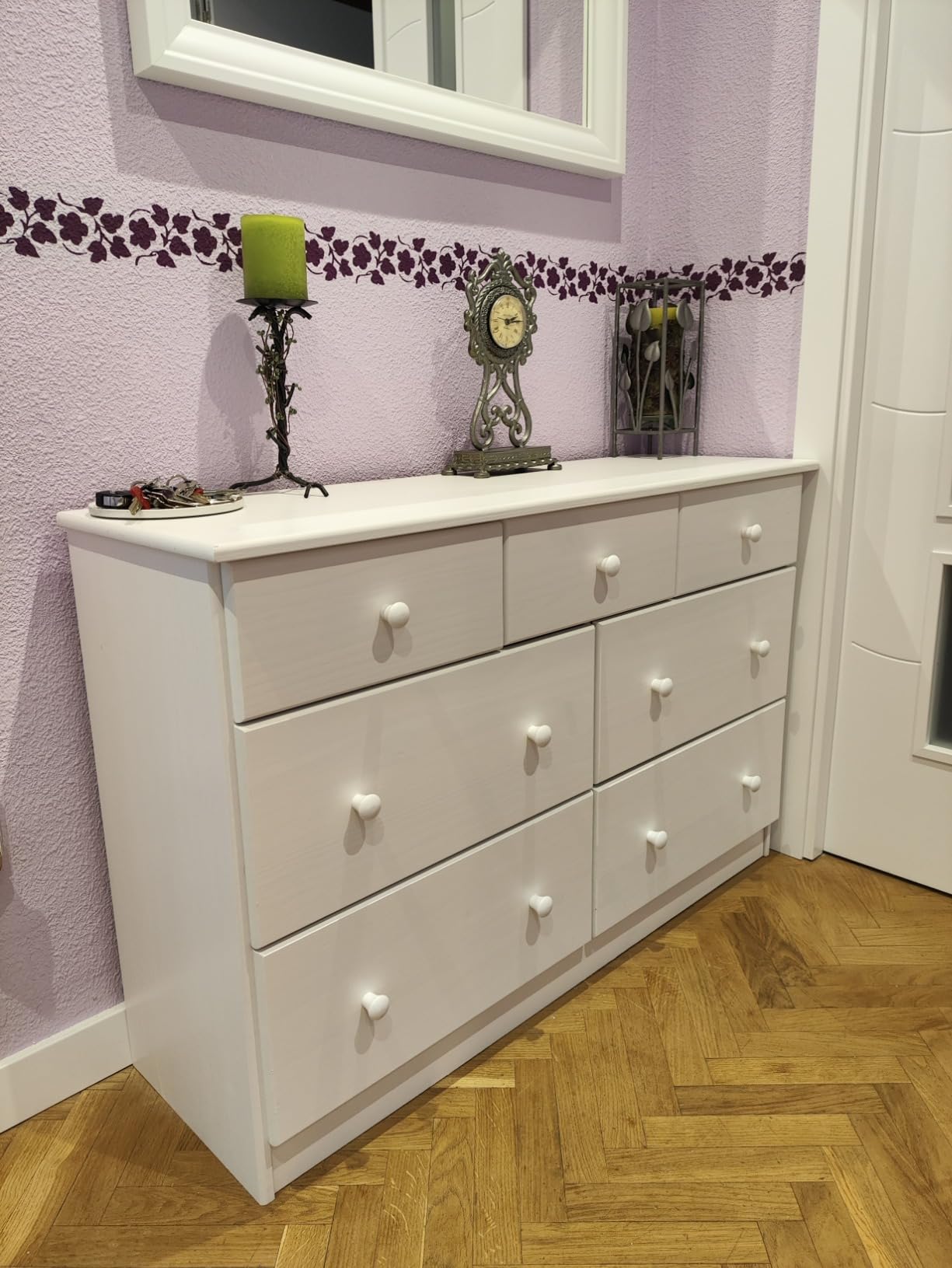 vidaXL Alta Kommode 112x35x73 cm Weiß Kiefer 7 Schub