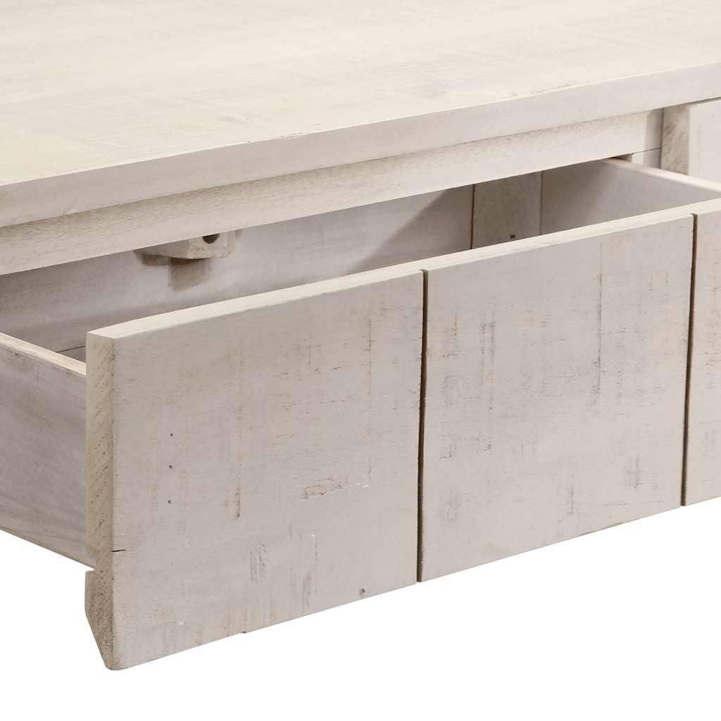 vidaXL Konsolentisch Weiß 110x35x75 Mango mit Schubladen