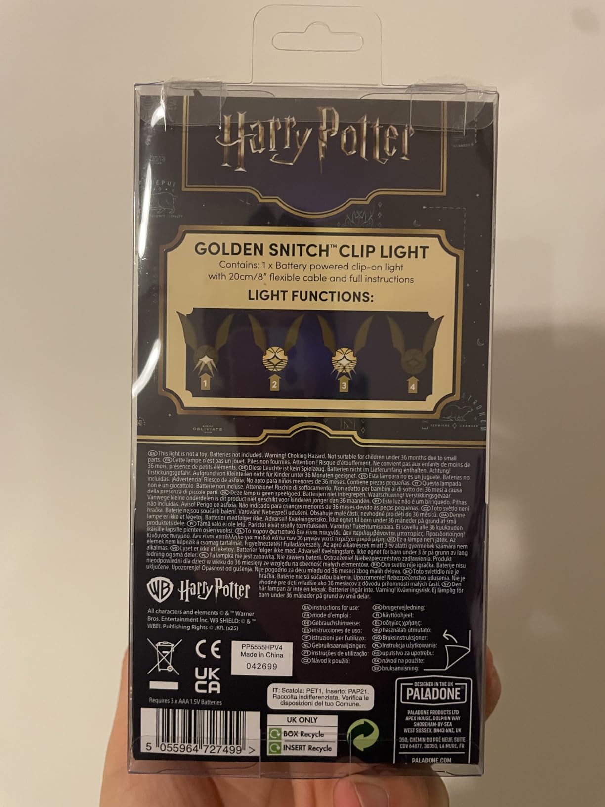 Paladone Lighting Goldener Schnatz Leselampe Clip Batterie