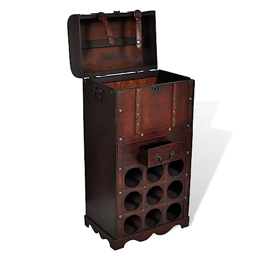 vidaXL Weinregal Holz 9 Flaschen mit Truhe Schublade
