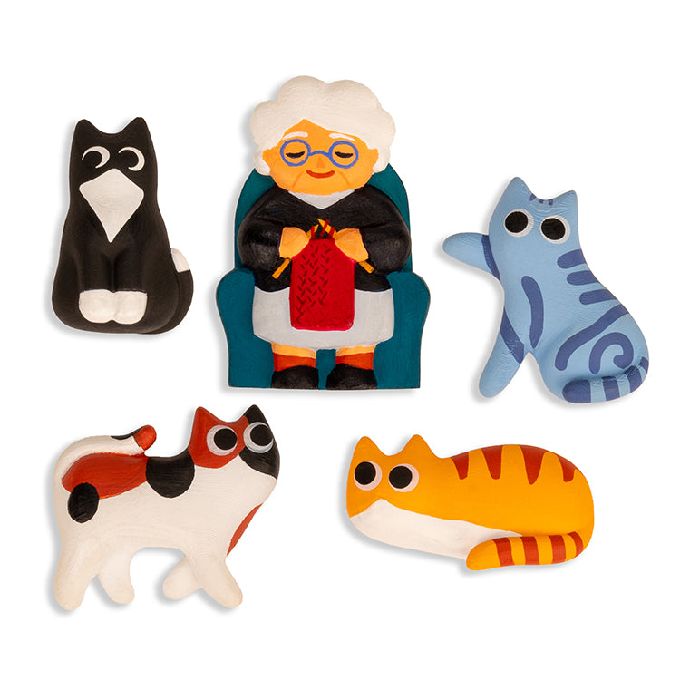 Kikkerland Home Cat Lady Magnete 5er Set Katzenmotiv