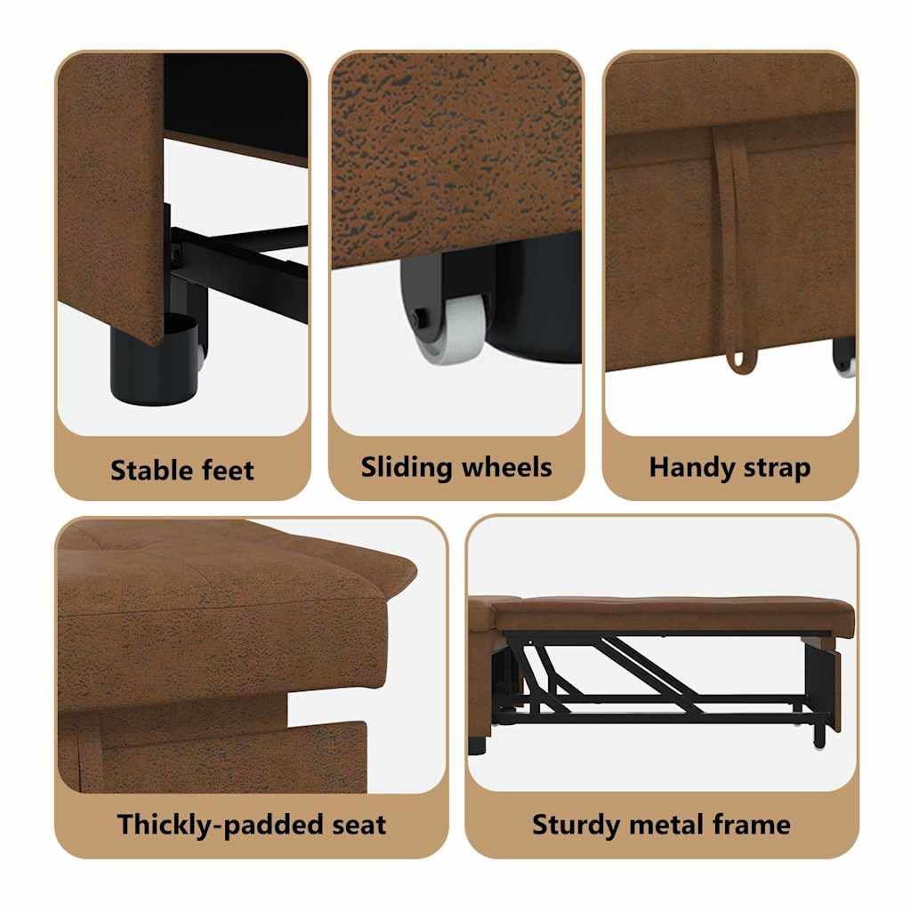 vidaXL Möbel Schlafsofa 194x67x82 Braun Stoff ausziehbar
