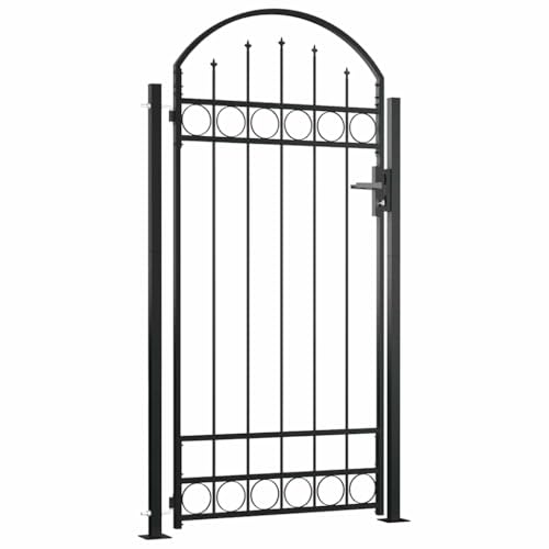 vidaXL Gartentor mit Bogen 105x170 cm Stahltor schwarz