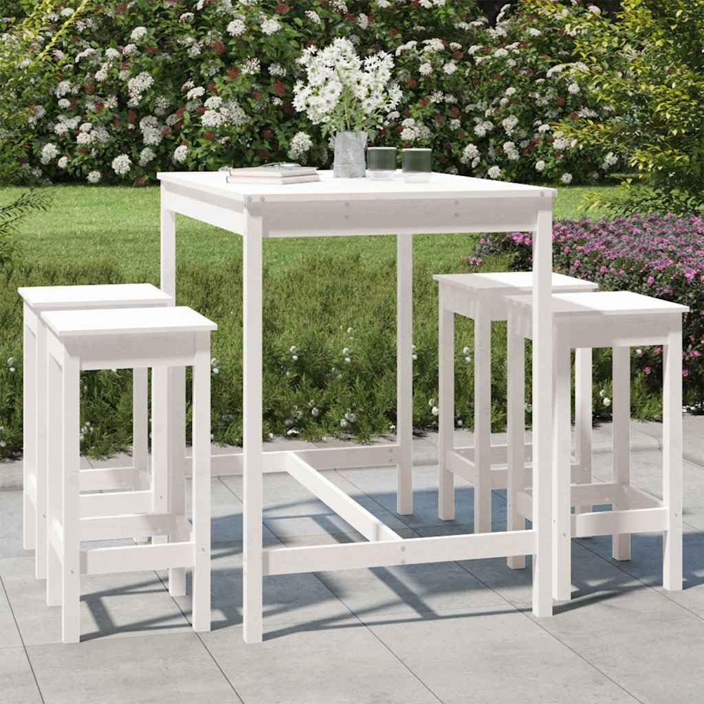 vidaXL 5-tlg. Gartenbar-Set Bartisch weiß ohne Lehne