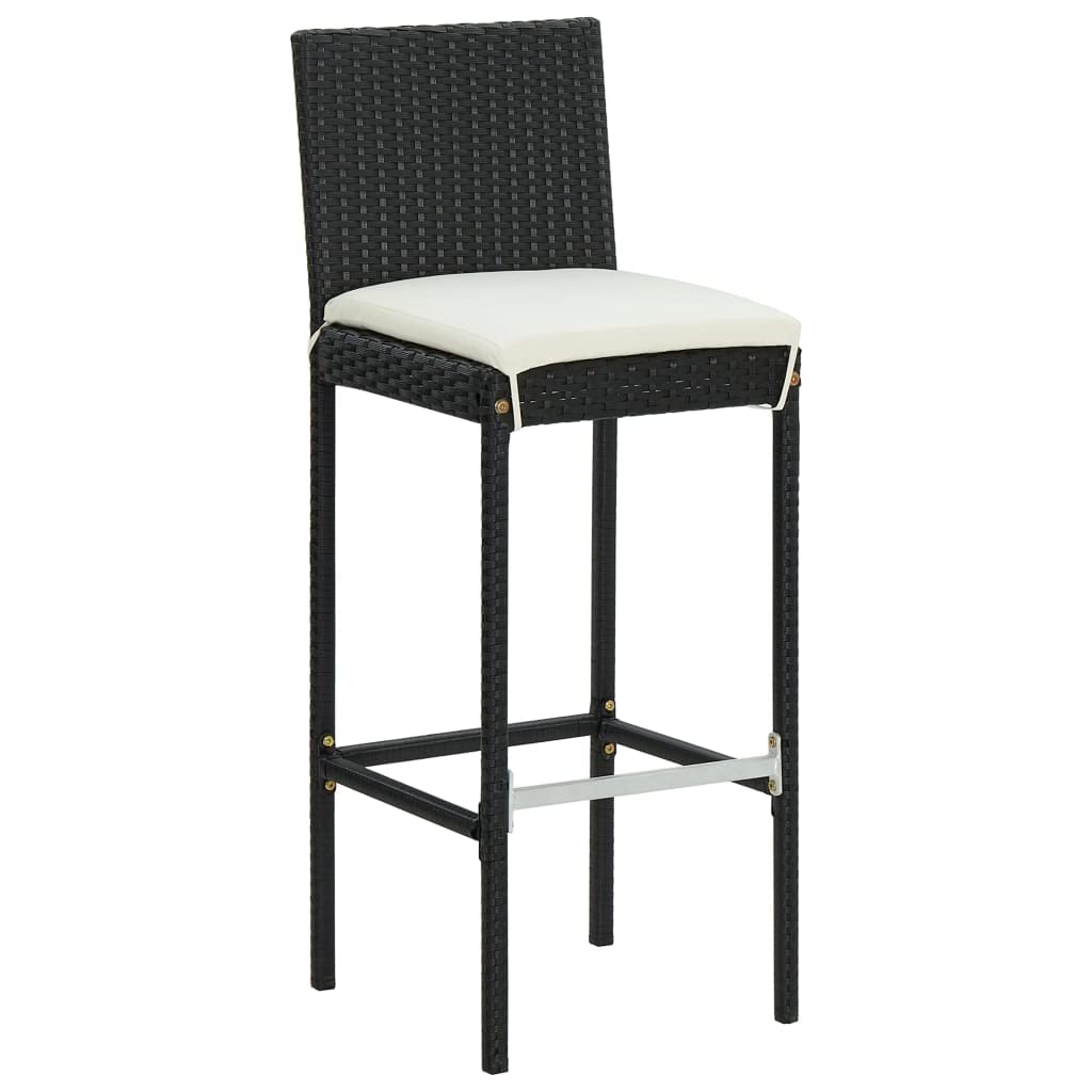 vidaXL Gartenbar Set 7-tlg Schwarz Rattan Akazie mit Kissen