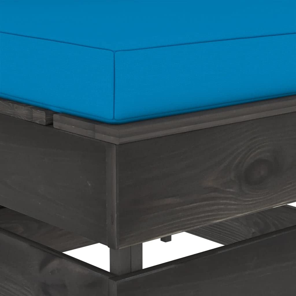 vidaXL Möbel Mittelsofa Holz grau mit Kissen wetterfest