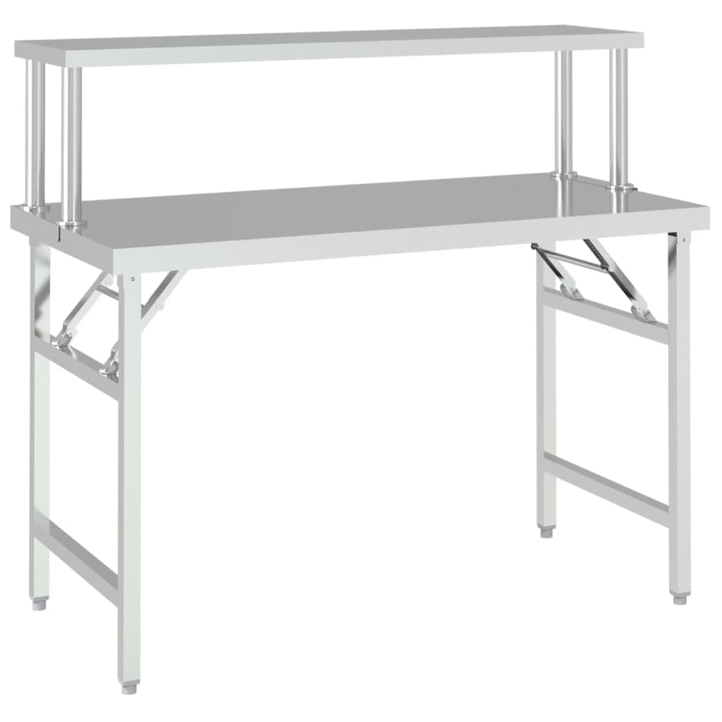 vidaXL Heim & Garten Küchen-Arbeitstisch 120x60x145 Edelstahl