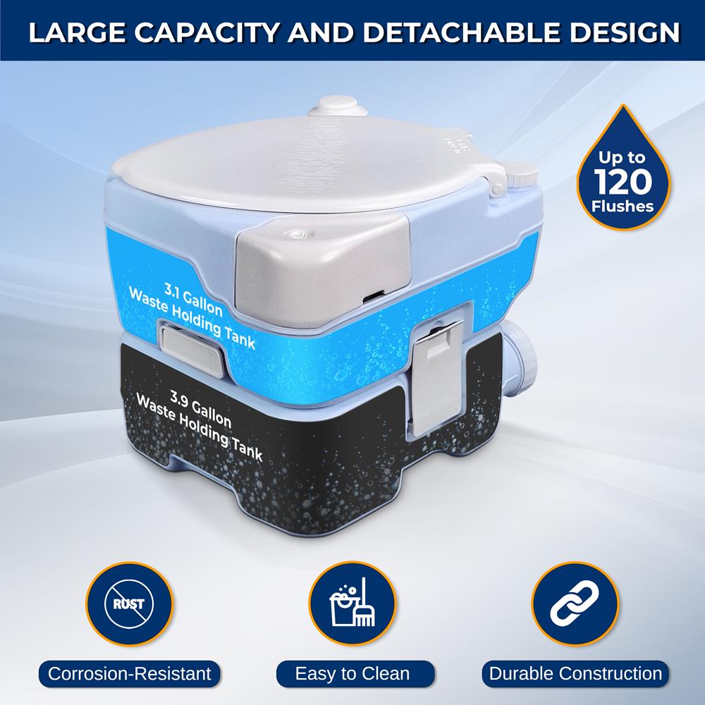 Serenelife Campingtoilette Moonwhite 15 Liter Spülung