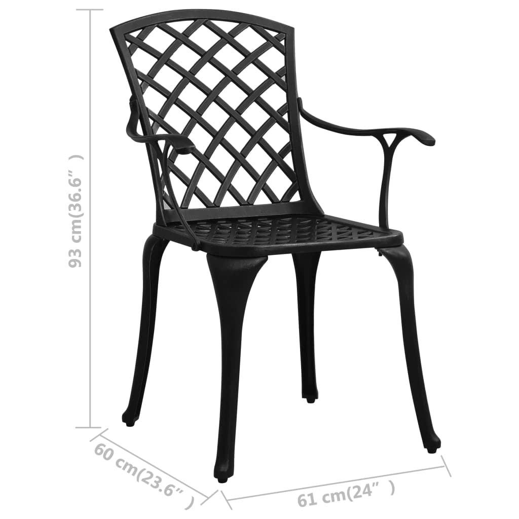 vidaXL Bistro-Set 3-tlg. Aluguss Schwarz Schirmloch