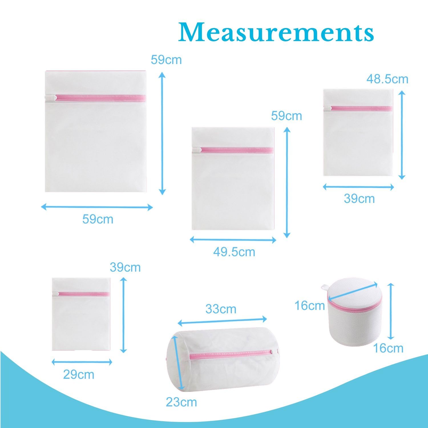 Intirilife Wäschenetze 6er Set weiß Polyester mit Reißverschluss