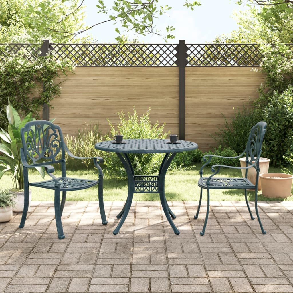 vidaXL Bistroset 3-TLG. Grün Aluminiumguss Gartenmöbel