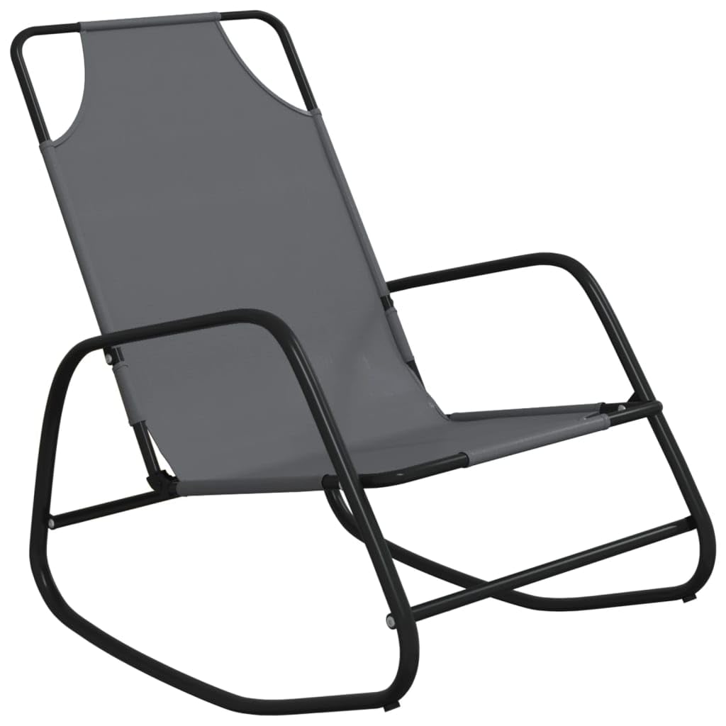 vidaXL Schaukelliege Grau 2er-Set Stahl Textilene Gartenliege