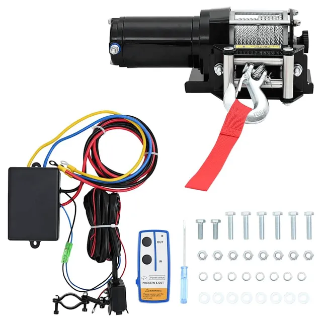 vidaXL Elektrische Seilwinde 12V 1360kg mit Montageplatte