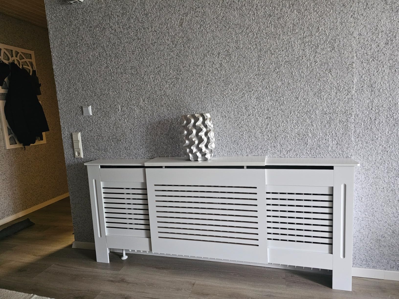 vidaXL Heimwerkerbedarf Heizkörperabdeckung 112 cm Weiß MDF