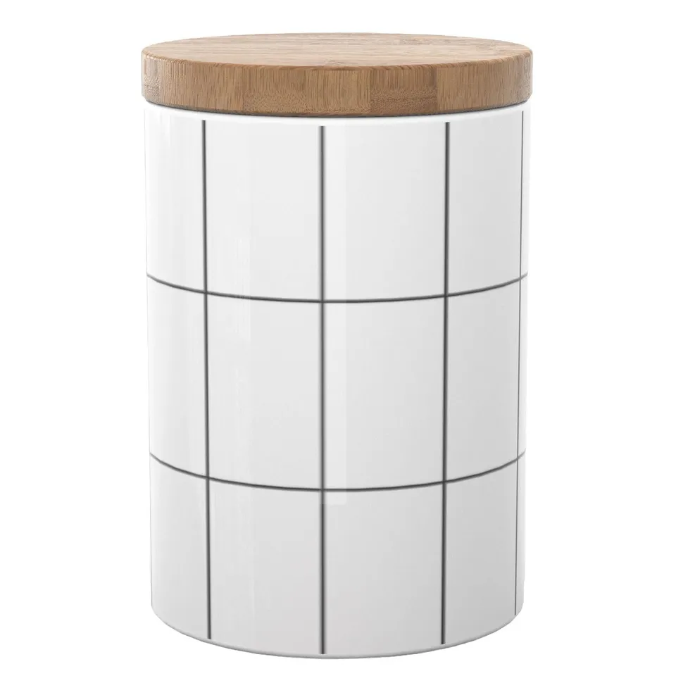Intirilife Vorratsdose Keramik M 700 ml Holzdeckel Weiß