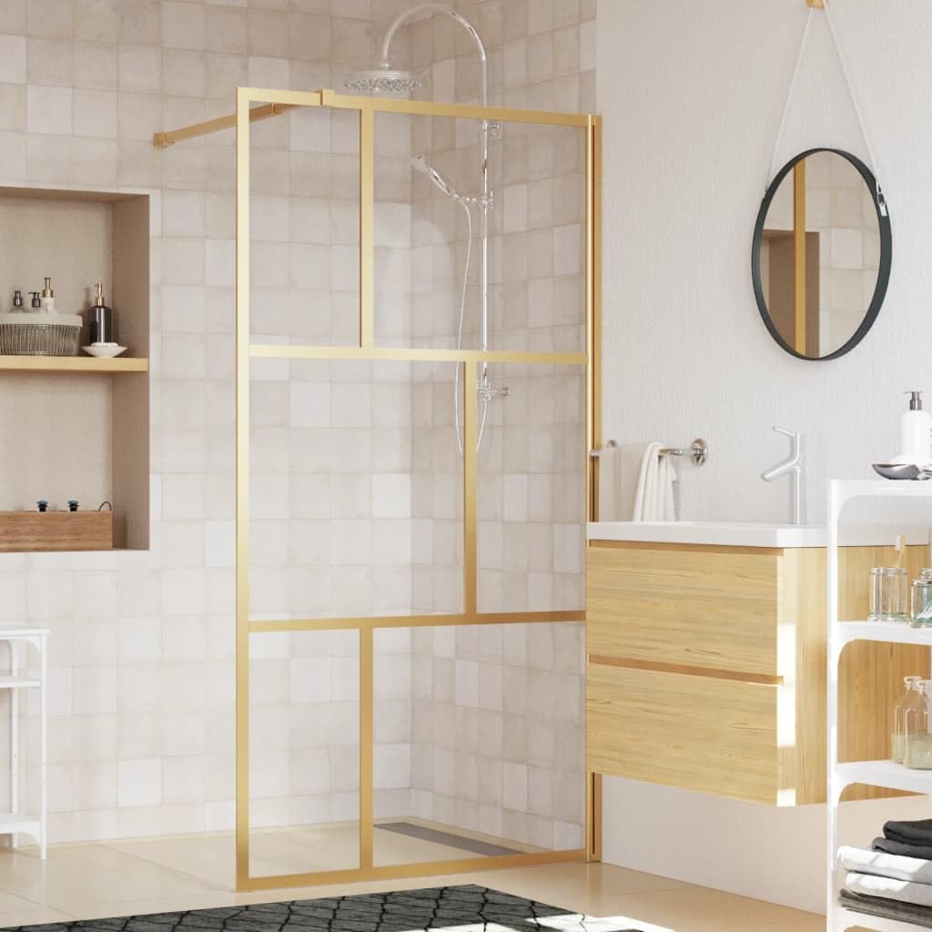 vidaXL Duschwand Gold 115x195cm ESG-Klarglas begehbar