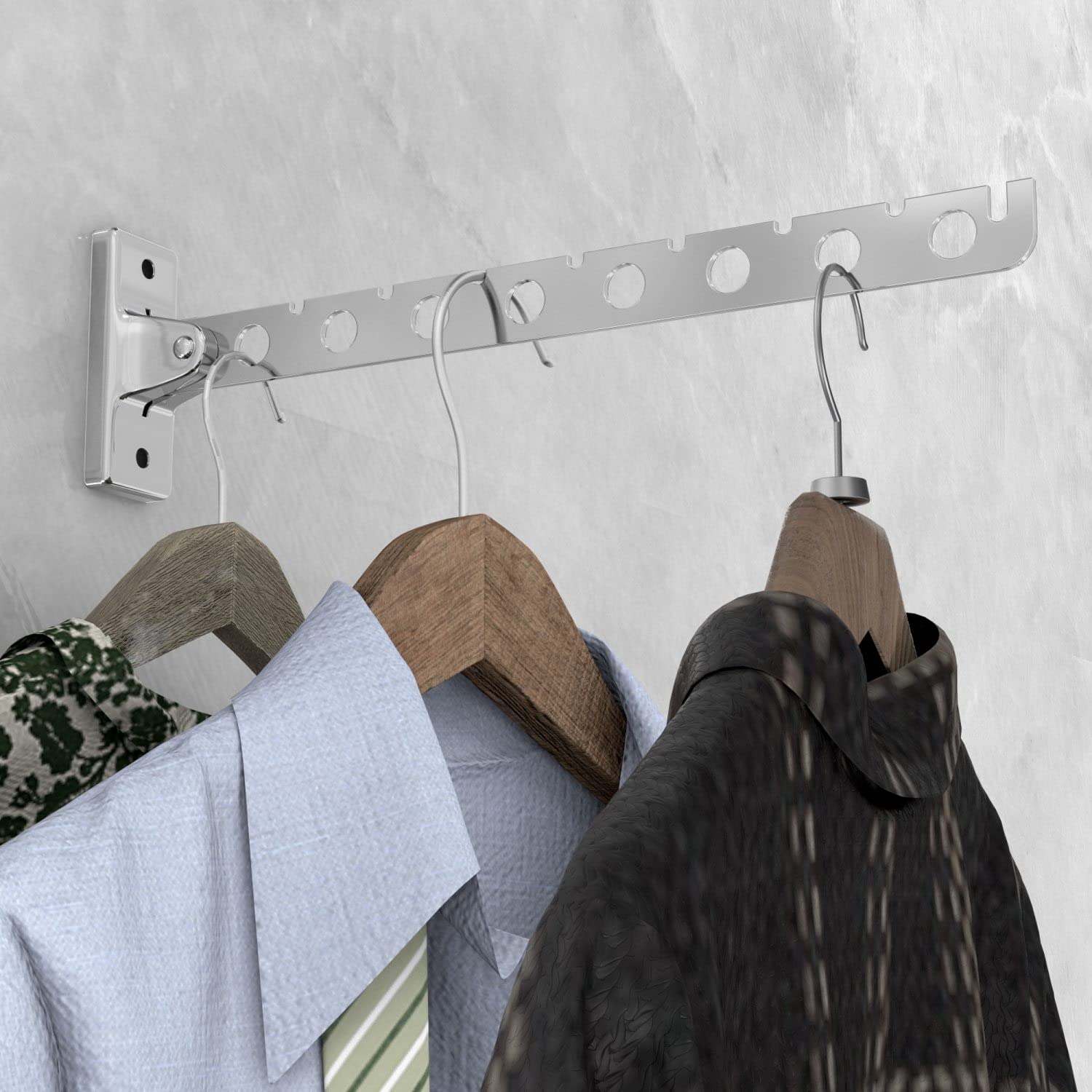 Intirilife Kleiderstange klappbar Edelstahl 30 cm 2er Set