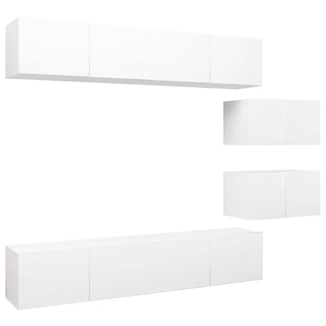vidaXL Möbel TV-Schrank-Set 6-tlg weiß Holzwerkstoff hängend