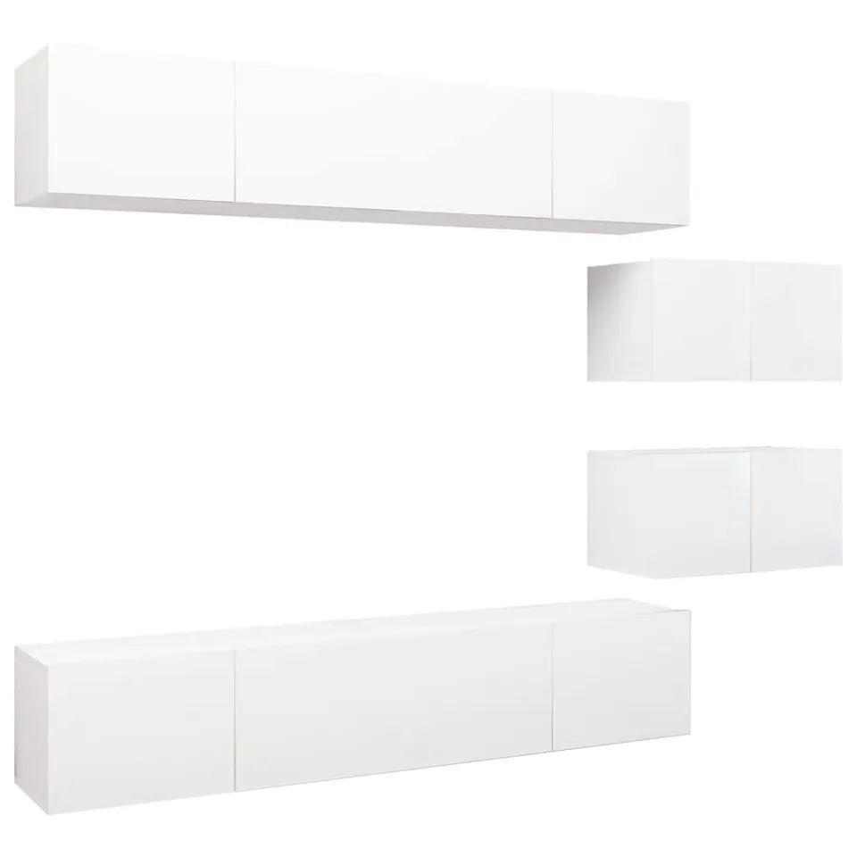 vidaXL Möbel TV-Schrank-Set 6-tlg weiß Holzwerkstoff hängend