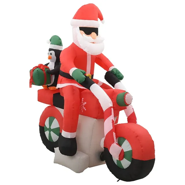 vidaXL Heim & Garten Weihnachtsmann auf Motorrad Deko LED 160cm