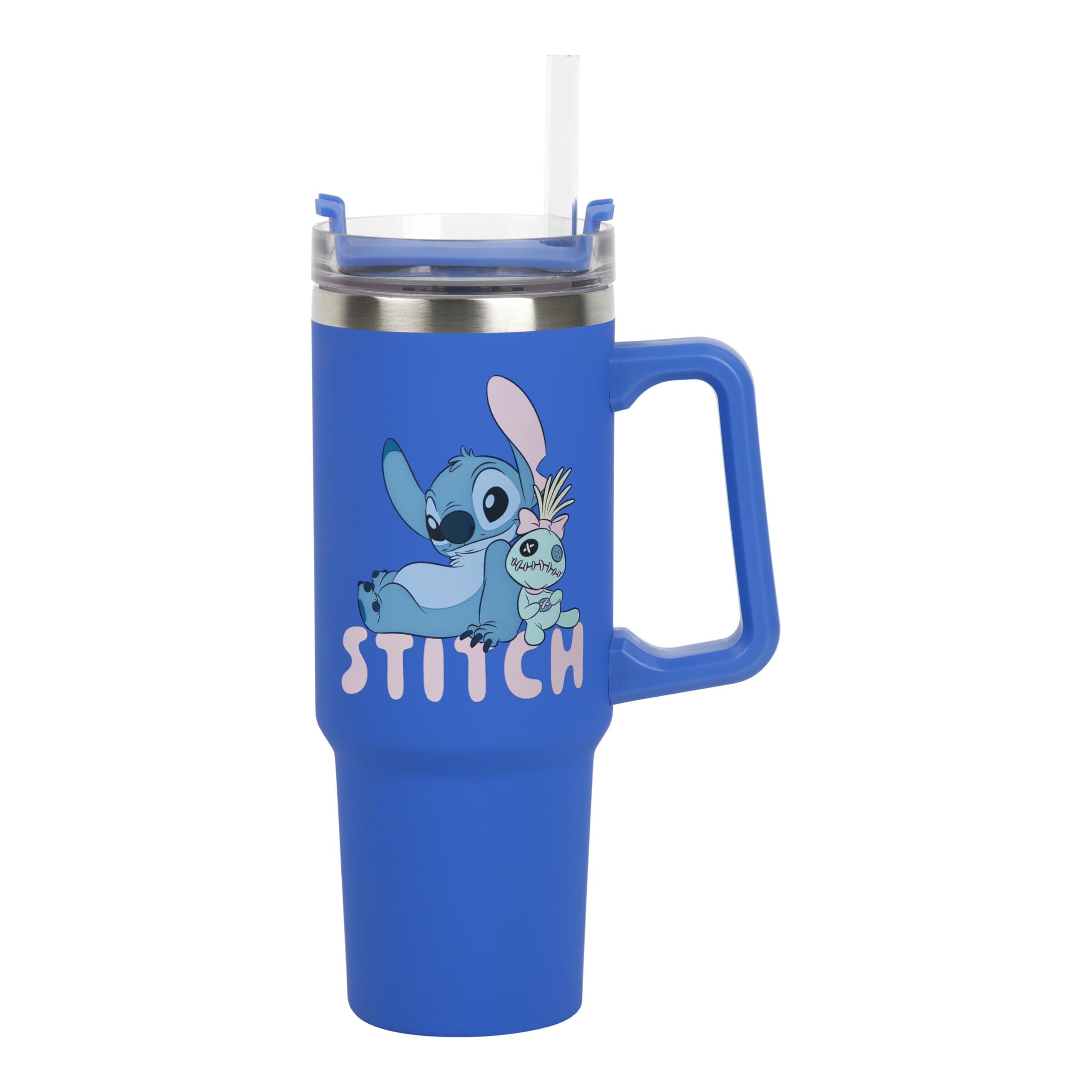 Paladone Stitch Thermobecher 900 ml Blau mit Strohhalm