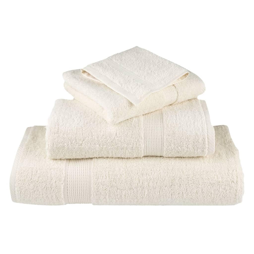 vidaXL SOLUND Handtuch-Set 12-tlg. Creme 600 g/m² Baumwolle