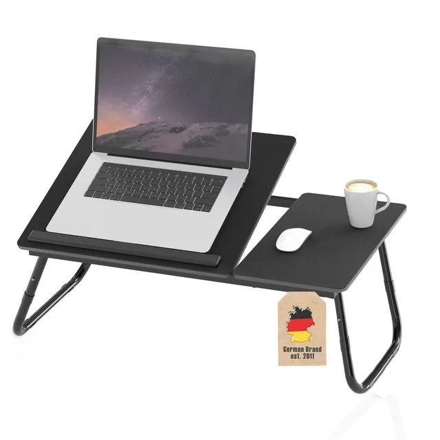 Intirilife Laptoptisch Schwarz 60x35 cm höhenverstellbar klappbar