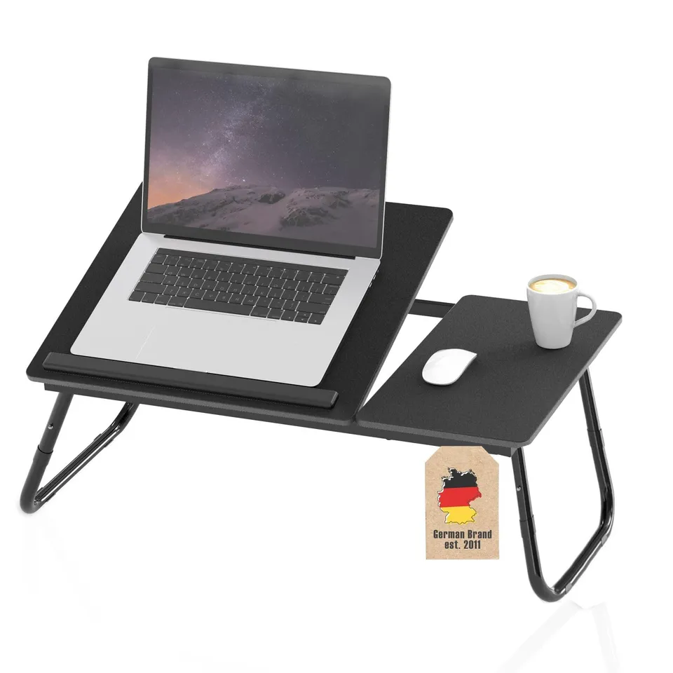 Intirilife Laptoptisch Schwarz 60x35 cm höhenverstellbar klappbar