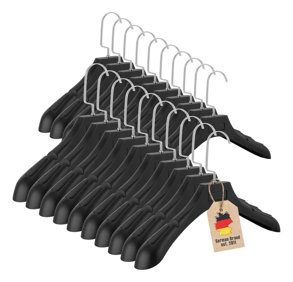 Intirilife Kleiderbügel Schwarz 20 Stück 39cm Anti-Rutsch