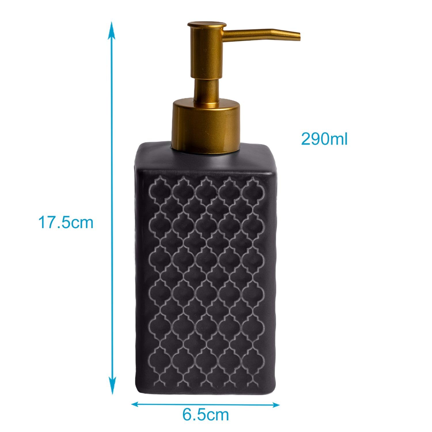Intirilife Seifenspender Keramik Schwarz 290 ml Orientalisch