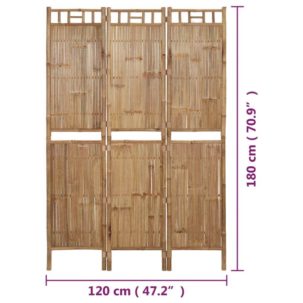 vidaXL Raumteiler 3-tlg 120x180 cm Paravent Bambus faltbar