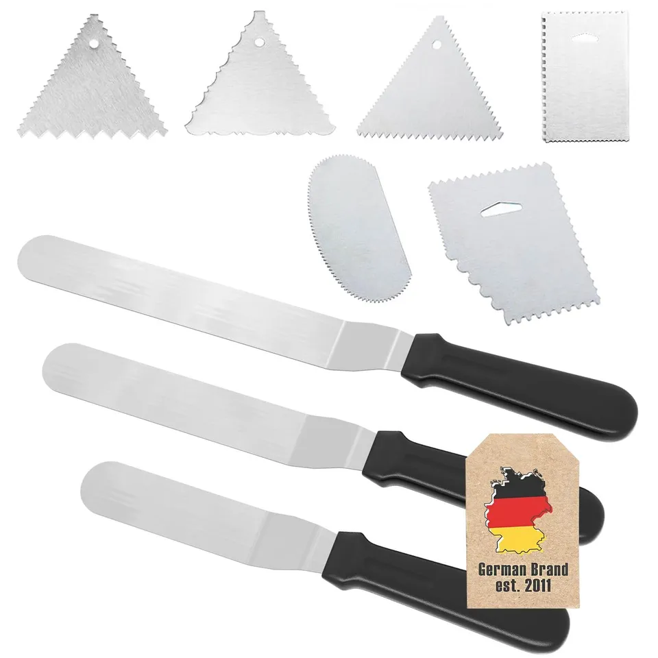 Intirilife Küche Tortenspachtel 9er-Set Edelstahl Backen
