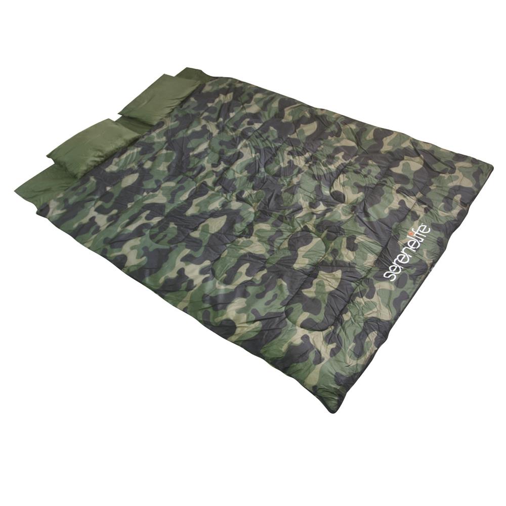 Serenelife Camping Doppelschlafsack Camouflage mit Kissen