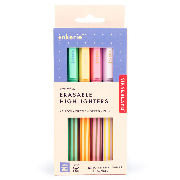 Kikkerland Erasable Highlighters Textmarker 4er radierbar