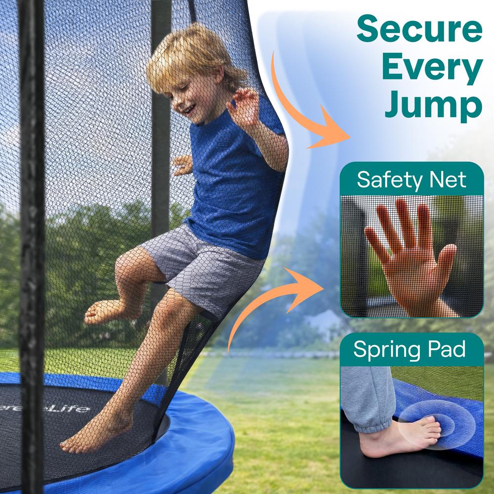 Serenelife Fitness 12FT Outdoor Trampolin Blau mit Netz