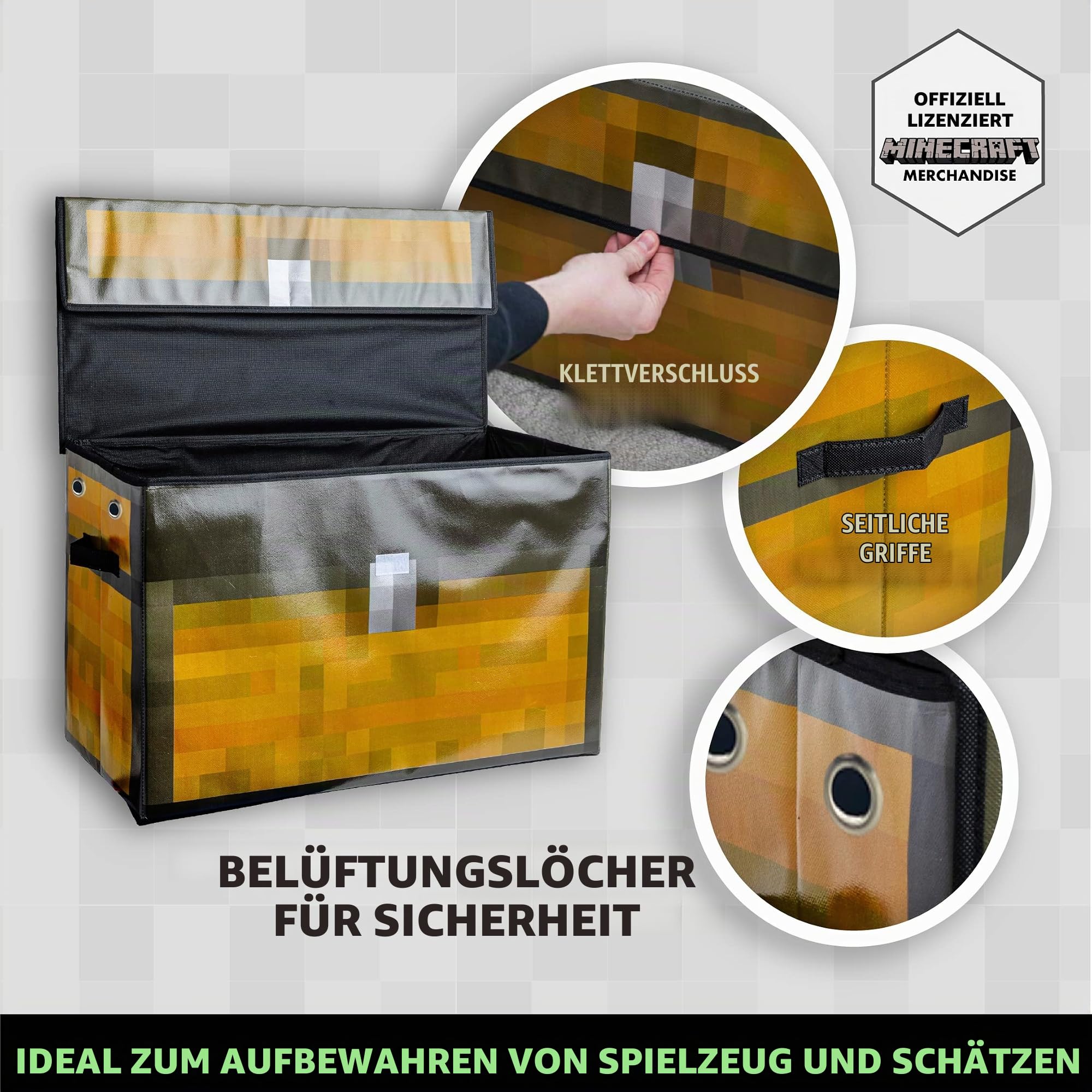 Paladone Homeware Minecraft Schatztruhe Box 80L pixelig