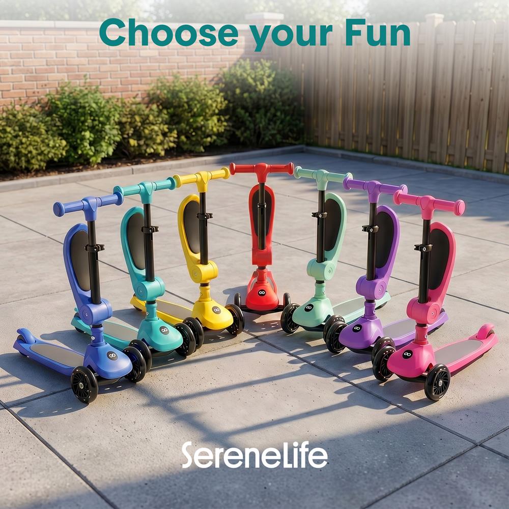 Serenelife Scooters Kinderroller 3-Rad türkis mit Sitz