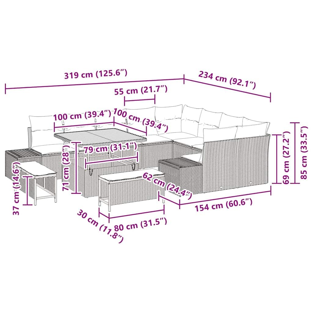 vidaXL Heim & Garten Gartensofa-Set 5-tlg Beige 100 cm Tisch
