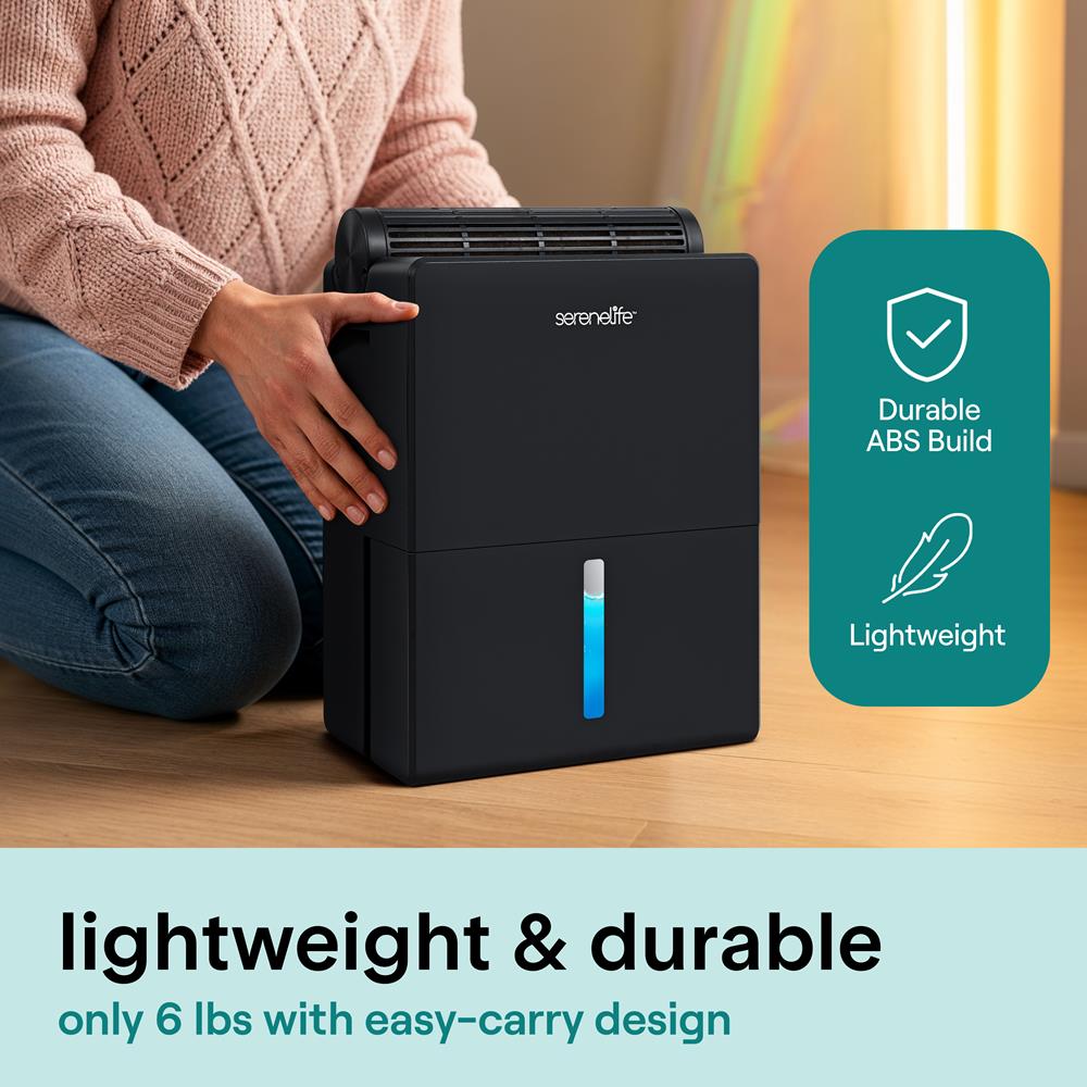 Serenelife DeHumidifiers Luftentfeuchter 2-in-1 Schwarz 2,6L Timer