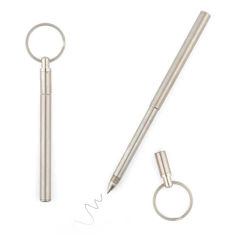 Kikkerland Telescopic Mini Pen Kugelschreiber Edelstahl Schlüsselring