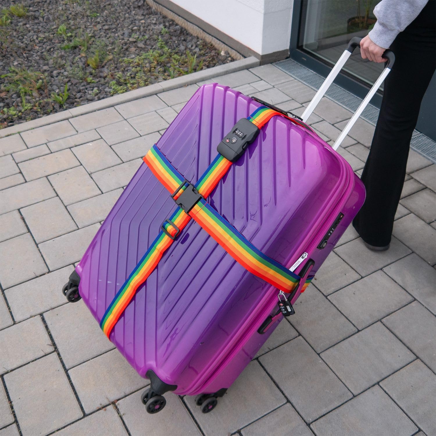 Intirilife Reiseset Kofferwaage Digital Koffergurt Regenbogen