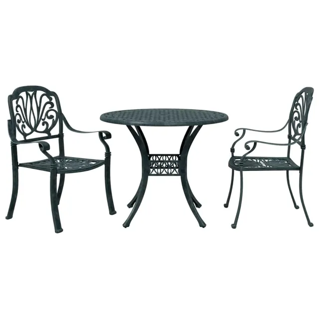 vidaXL Bistroset 3-TLG. Grün Aluminiumguss Gartenmöbel