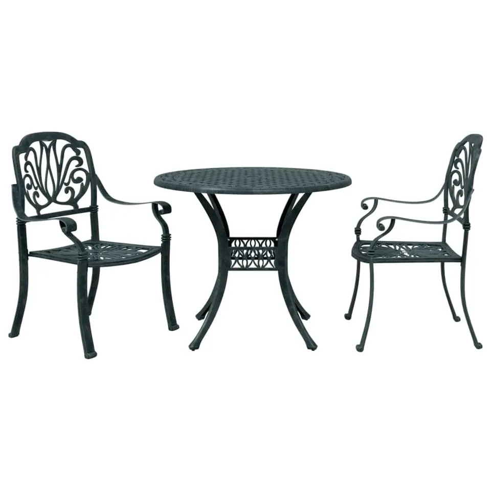 vidaXL Bistroset 3-TLG. Grün Aluminiumguss Gartenmöbel