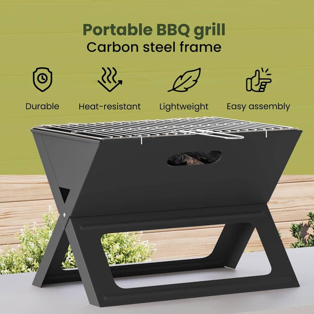 vidaXL Outdoor Grill Schwarz 46x31x31 cm Stahl