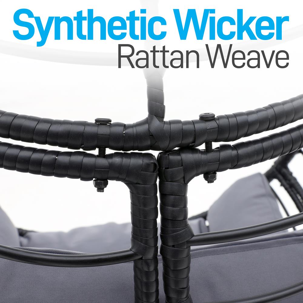 Serenelife Outdoor Swing Hängesessel Rattan grau Stahl