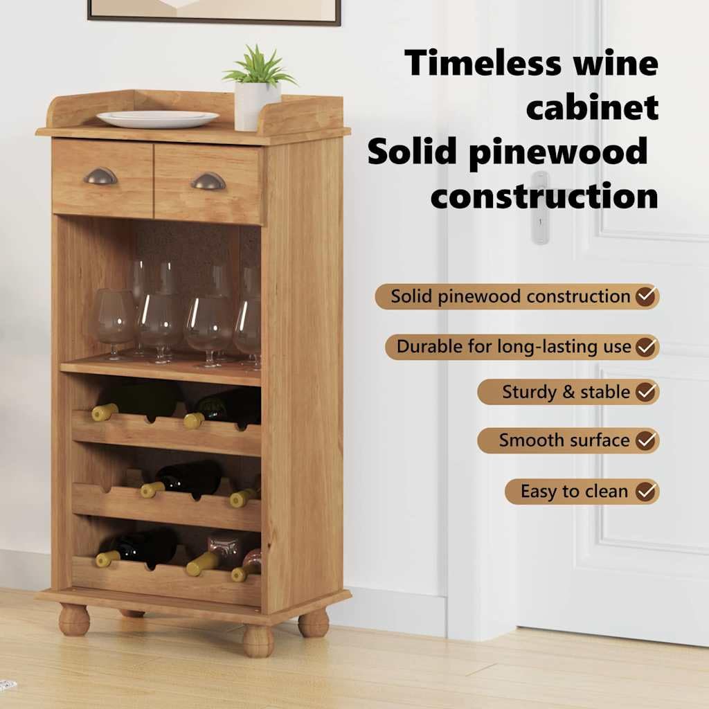 vidaXL Möbel Weinschrank ASKIM Honigwachs Kiefer 114 cm