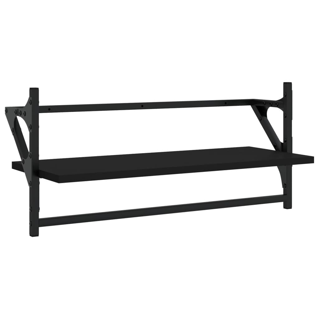 vidaXL Wandregal-Set 4-tlg schwarz Holzwerkstoff mit Stange