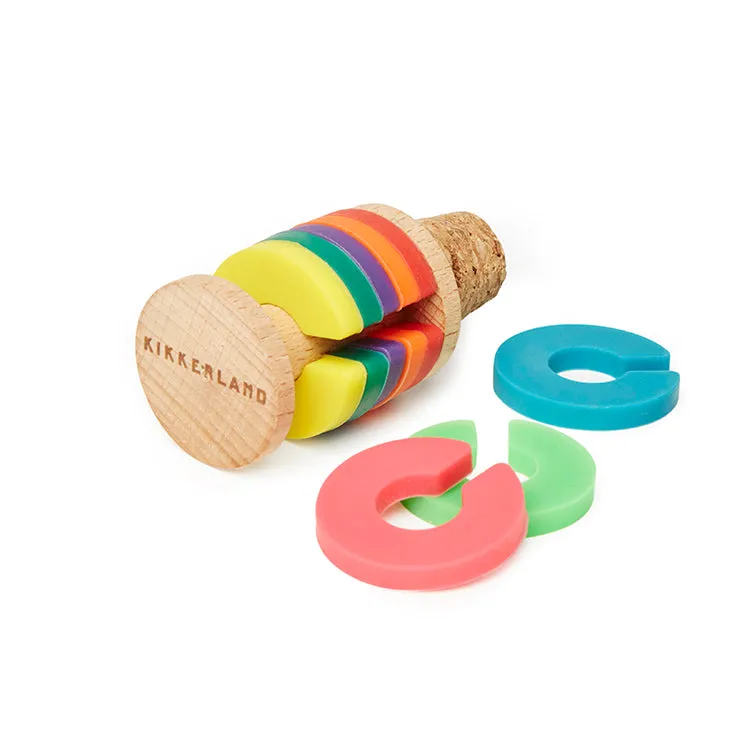 Kikkerland Kitchen Rainbow Wine Rings Glasmarkierer 9-tlg