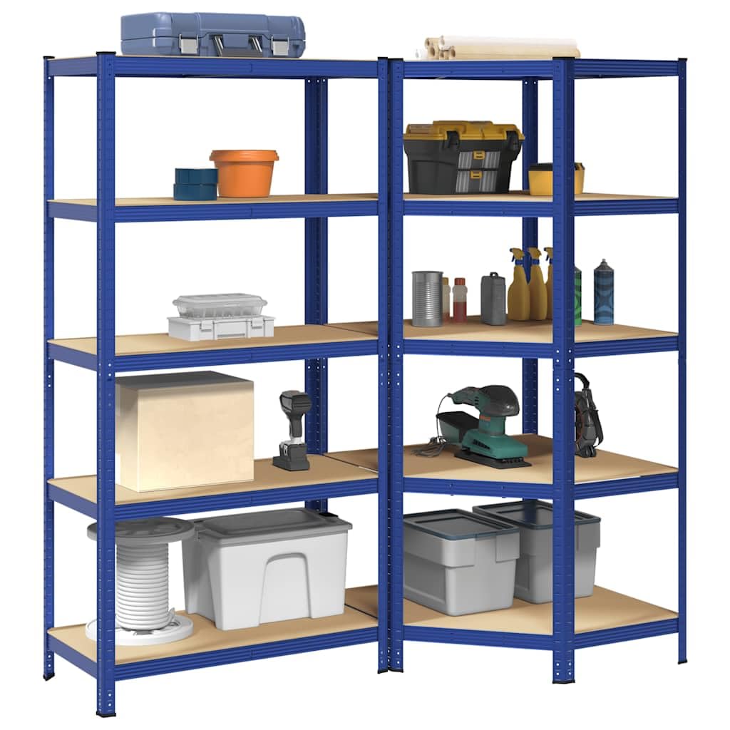 vidaXL Regal-Set 5 Böden 2-tlg Blau Stahl Schwerlastregal