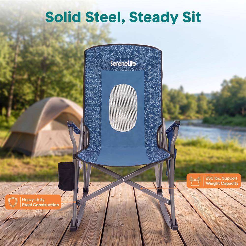 Serenelife Furniture SLRCKCHTBBC Schaukelstuhl blau Camouflage